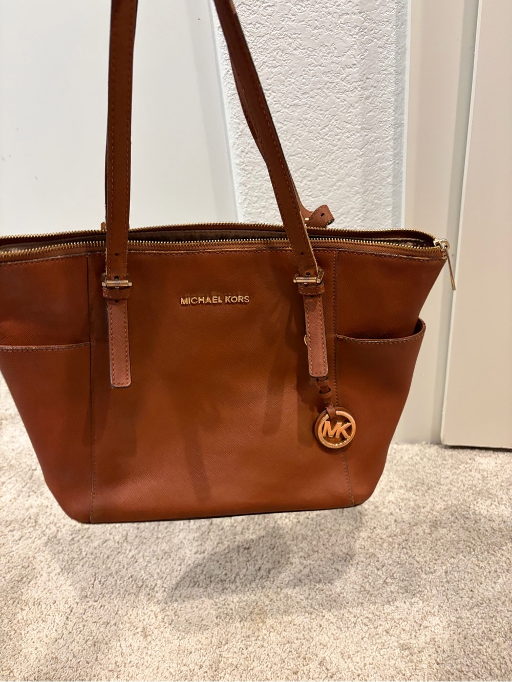 Michael Kors Jet Set Travel Brown Saffiano Leather Tote Bag